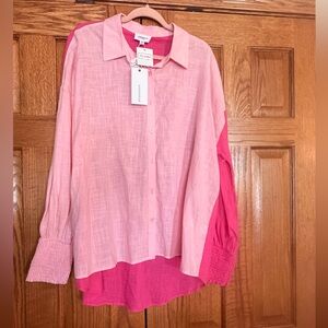 Anniewear Two-Tone Pink Button-Down Shirt